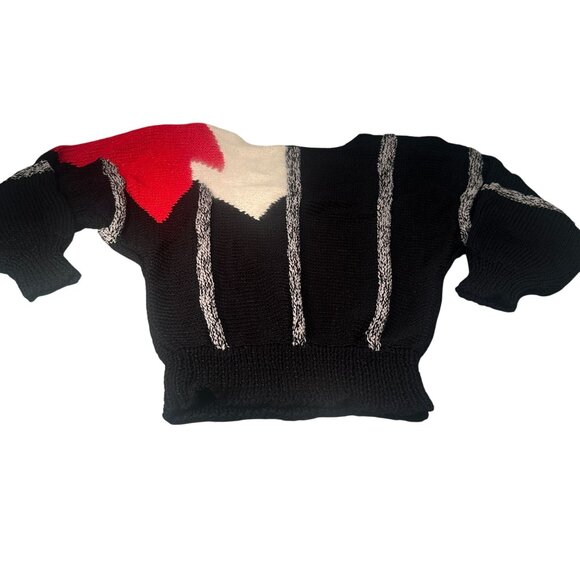 Lilli Ann Sweater Women Angora Wool Stripped Fluffy Glam 80s Vintage Hand Knit - Picture 1 of 15